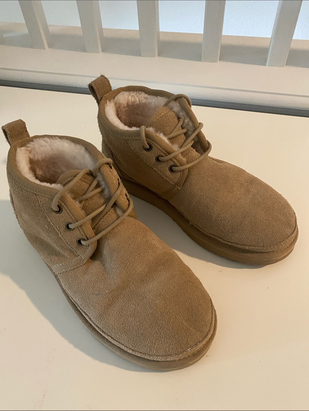 Quince Tan Suede Fleece-Lined Lace-Up Boots size 7